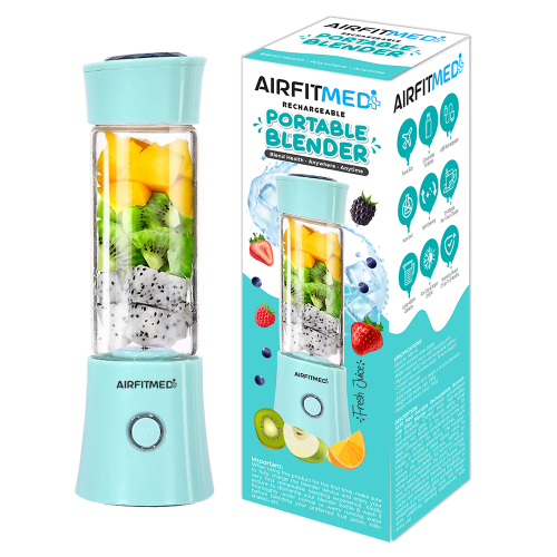 AIRFIT MEDI PORTABLE RECHARGEABLE BOROSILICATE GLASS BLENDER - BABY BLUE